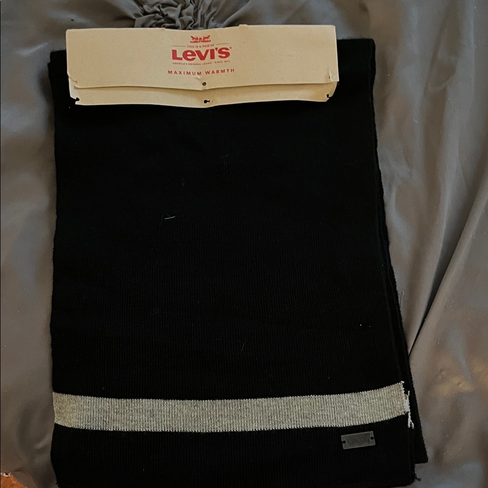 Levi's Black Knit Scarf with Silver Accent